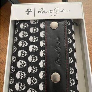 Robert Graham Black and White Skull Wallet